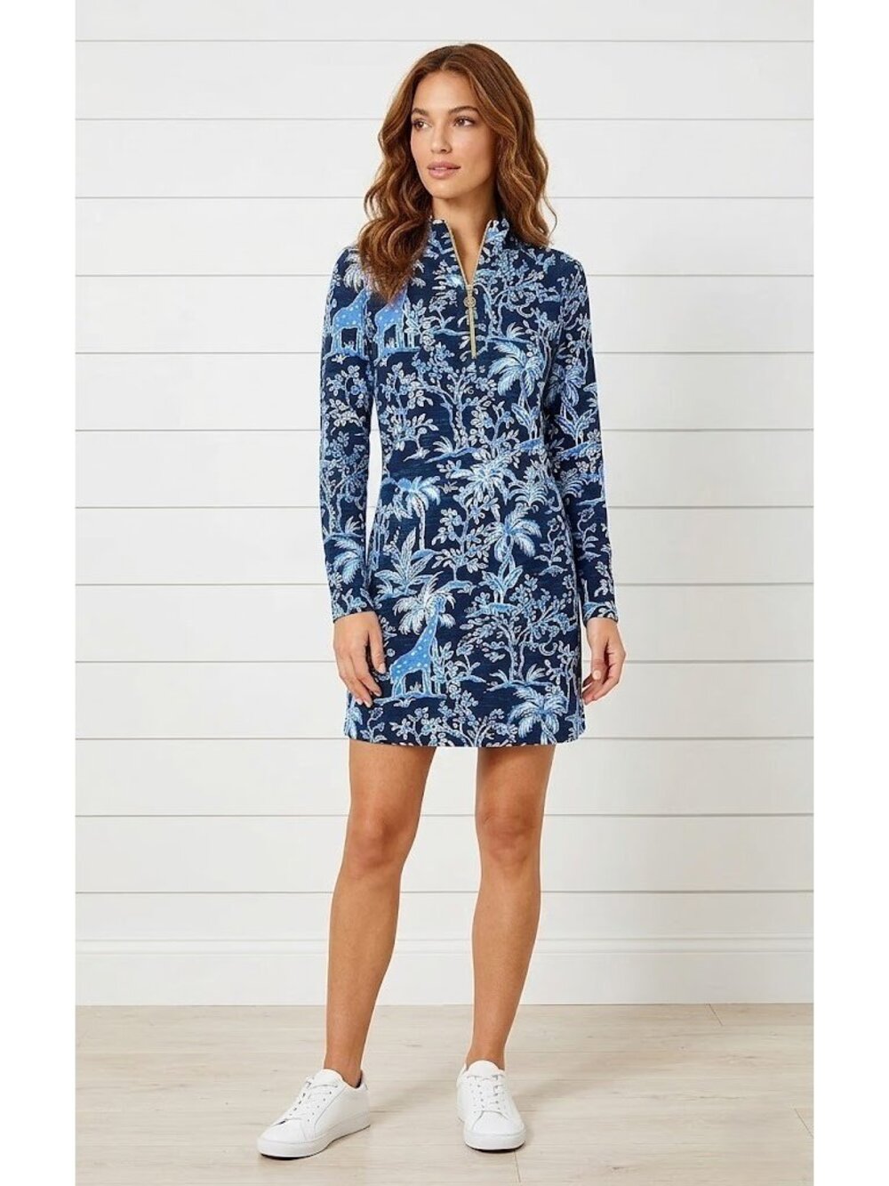 NWT Lilly Pulitzer Ashless Dress in Low Ride Navy Tall Tales Giraffe Pullover M